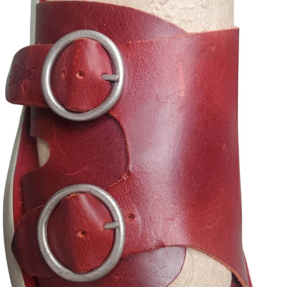 Rare Fly London Bait742fly Red Leather Double Buckle slip-on Sandals Size 40 US - Picture 4 of 10